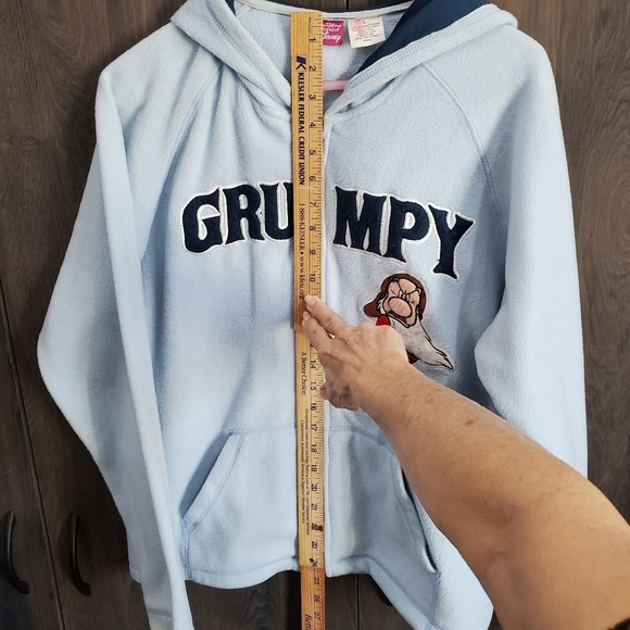 Vintage Disney Grumpy Fleece Zippered Hoodie 🌬 Baby Blue 👶 L👀K - Picture 10 of 11